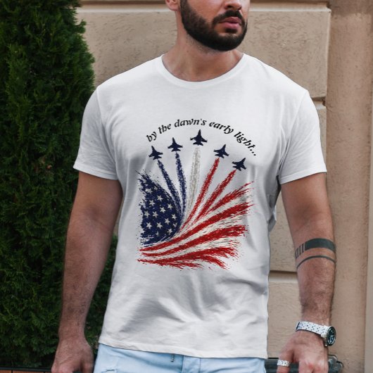 愛国的なジェット編隊 アメリカ国旗アート Tシャツ