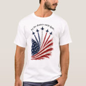 愛国的なジェット編隊 アメリカ国旗アート Tシャツ (正面)