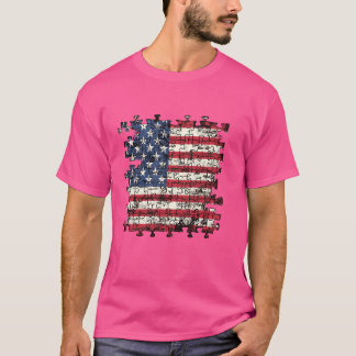 愛国的なジグソーパズルアメリカ国旗のアメリカプライド Tシャツ