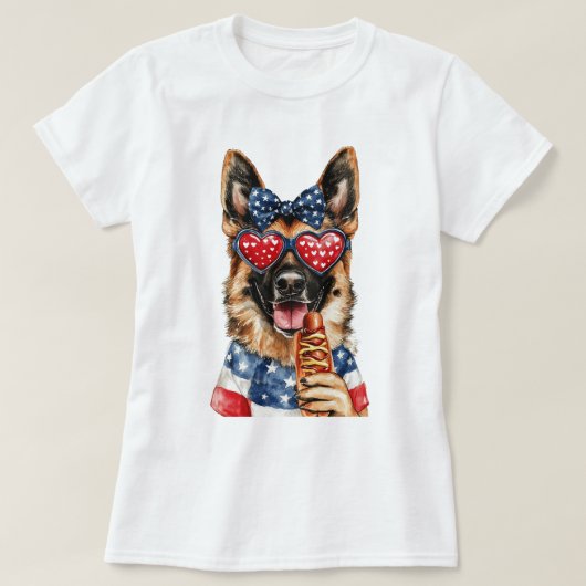 愛国的なジャーマンシェパード Tシャツ (デザイン正面)