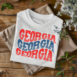 愛国的なジョージア赤と青ボホTシャツ Tシャツ