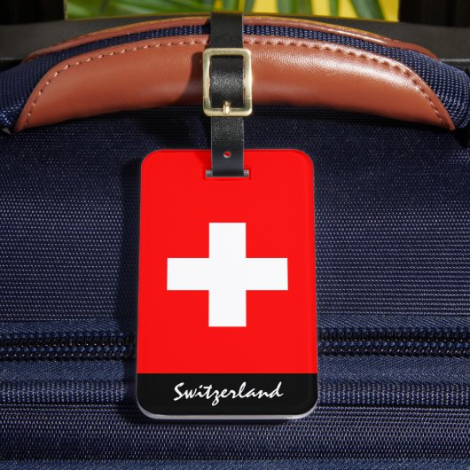 愛国的なスイスの荷物タグ、スイス国旗 ラゲッジタグ (正面インサイチュ2)