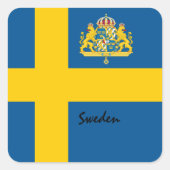 愛国的なスウェーデンとスウェーデン国旗、休日/スポーツ スクエアシール (正面)