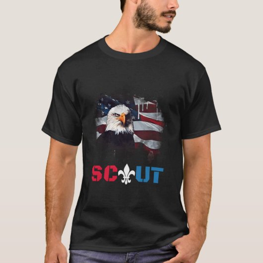 愛国的なスカウトボーイガールスカウティング恋人アメリカ国旗Ea Tシャツ (正面)