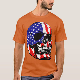愛国的なスカルUSAスケルトン7月の米国アメリカの4th Tシャツ