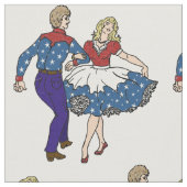 愛国的なスクエアダンサーUSA赤と青 ファブリック (クローズアップ)