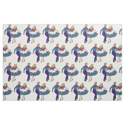 愛国的なスクエアダンサーUSA赤と青 ファブリック (ファットクウォーター)