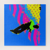 愛国的なスクーター・ライダーと米国国旗のアートワーク ジグソーパズル (横)