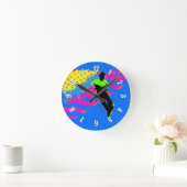 愛国的なスクーター・ライダーと米国国旗のアートワーク ラウンド壁時計 (ホーム)