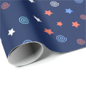 愛国的なスターとらせん状、名前でパーソナライズ ラッピングペーパー (ロールコーナー)