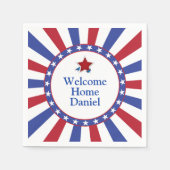 愛国的なスターとストライプが故郷を歓迎 スタンダードカクテルナプキン (正面)