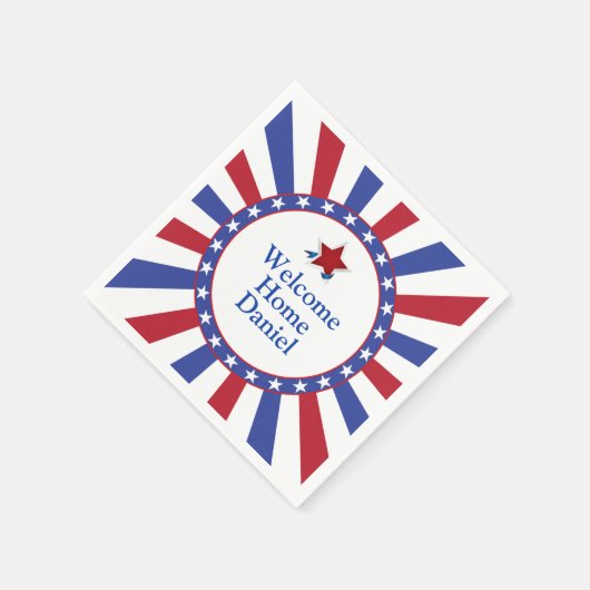 愛国的なスターとストライプが故郷を歓迎 スタンダードカクテルナプキン (角)