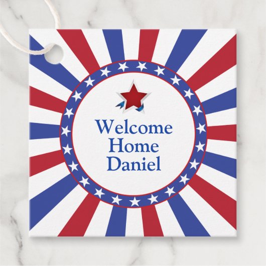 愛国的なスターとストライプが故郷を歓迎 フェイバータグ (正面)