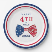 愛国的なスターとストライプが7月4日に頭を下げる ペーパープレート (正面)