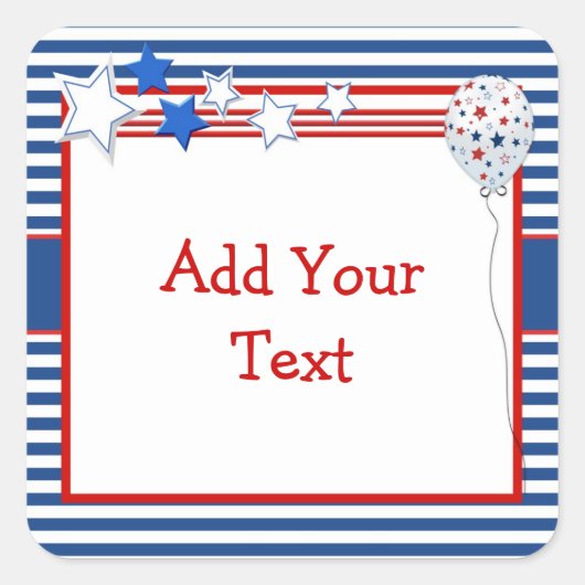愛国的なスターとストライプのステッカー スクエアシール (正面)