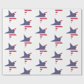 愛国的なスターとストライプのモダン赤白青 ラッピングペーパー (フラット)