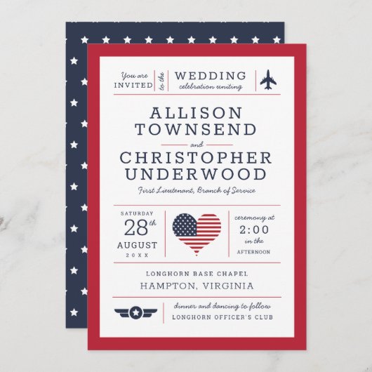 愛国的なスターとストライプアメリカーナ軍隊 案内状 (正面/裏面)