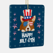 愛国的なスターとストライプハットとグラスコルギ セラミックオーナメント (右)