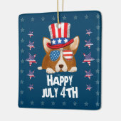 愛国的なスターとストライプハットとグラスコルギ セラミックオーナメント (左)