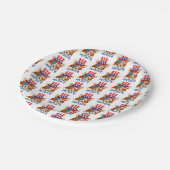 愛国的なスターとストライプハットとグラスコルギ ペーパープレート (アングル)