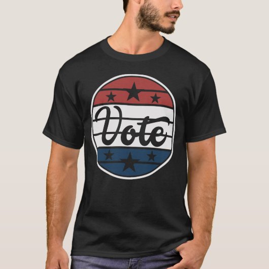 愛国的なスターとストライプロゴの投票 Tシャツ (正面)