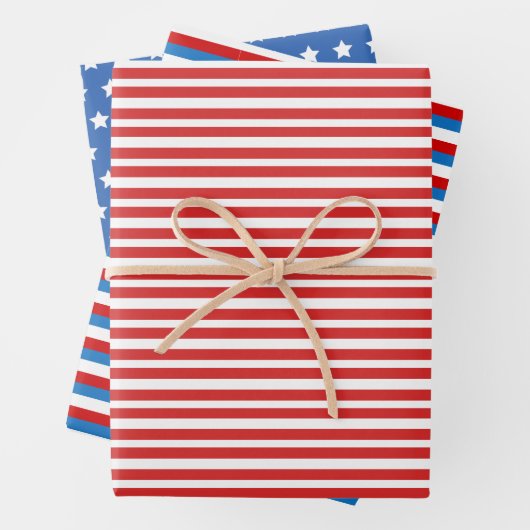 愛国的なスターとストライプ赤と青7月4日 ラッピングペーパーシート (インサイチュ)
