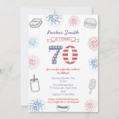 愛国的なスターとストライプ70歳の誕生日パーティー 招待状 (正面)