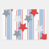 愛国的なスターストライプのズダスティブルーレッドホワイト ラッピングペーパーシート (正面3)