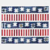 愛国的なスターストライプズ国旗のキルトフォトメモリ フリースブランケット (正面(横))