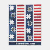 愛国的なスターストライプズ国旗のヒーローキルト写真 フリースブランケット (正面)