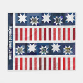 愛国的なスターストライプズ国旗のヒーローキルト写真 フリースブランケット (正面(横))