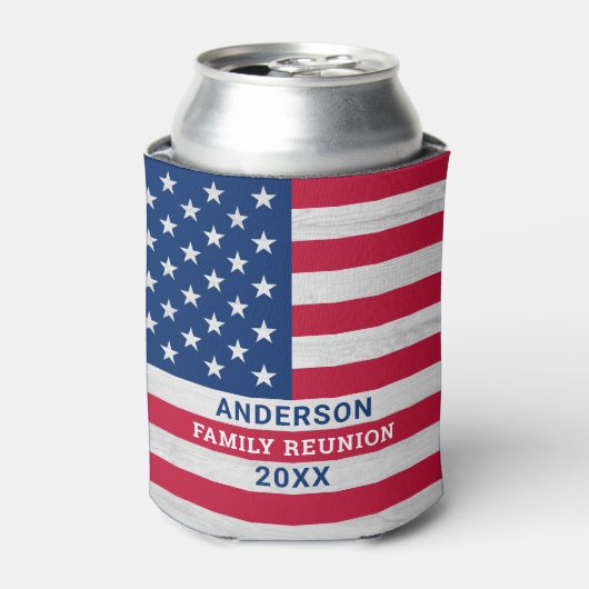 愛国的なスターストライプズ&カスタムアメリカ国旗 缶クーラー (缶正面)