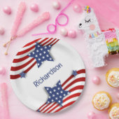 愛国的なスターストライプズ&パーソナライズされた ペーパープレート (パーティー)