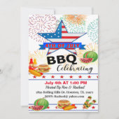 愛国的なスターストライプズ&7月BBQの4th 招待状 (正面)