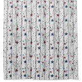 愛国的なスターズレッドホワイトとブルー動揺してウッド シャワーカーテン (正面)