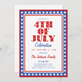 愛国的なスターズ  7月4日パーティー 招待状 (正面/裏面)