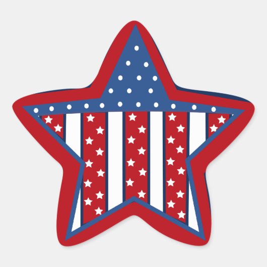 愛国的なスターホリデーおもしろいシール 星シール (正面)