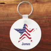 愛国的なスターレッドホワイトとブルーキーチェーン キーホルダー (正面)