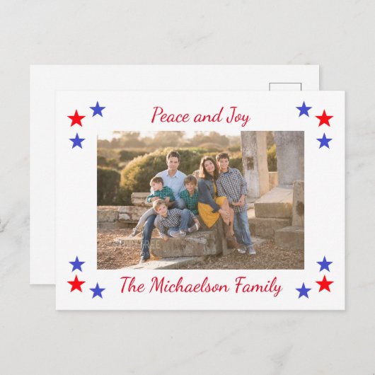 愛国的なスター家族の写真 シーズンポストカード (正面/裏面)