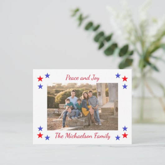 愛国的なスター家族の写真 シーズンポストカード (スタンド正面)