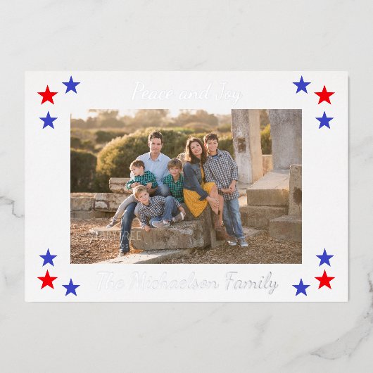 愛国的なスター家族の写真 箔シーズンカード (正面)