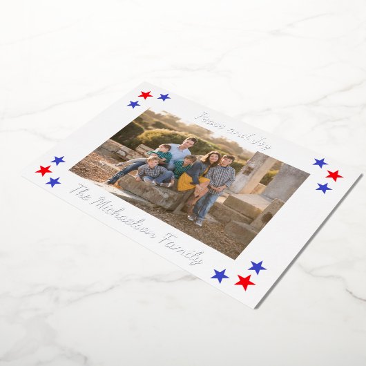 愛国的なスター家族の写真 箔シーズンカード (回転した状態)