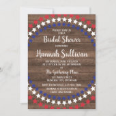 愛国的なスター素朴ズ7月ブライダルシャワー4日 招待状 (正面)