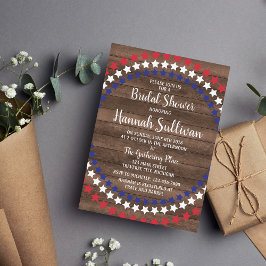 愛国的なスター素朴ズ7月ブライダルシャワー4日 招待状
