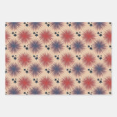 愛国的なスター花火ホワイトブルークリーム ラッピングペーパーシート (正面2)
