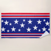 愛国的なスター赤白青 ビーチタオル (正面)