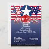 愛国的なスター4th 7月フィレクラッカーBBQパーティー 招待状 (正面)