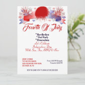 愛国的なスター4th 7月フィレクラッカーBBQパーティー 招待状 (スタンド正面)