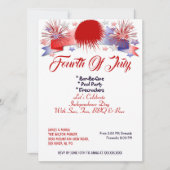 愛国的なスター4th 7月フィレクラッカーBBQパーティー 招待状 (正面)