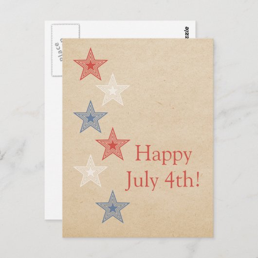 愛国的なスター7月4日はがき ポストカード (正面/裏面)